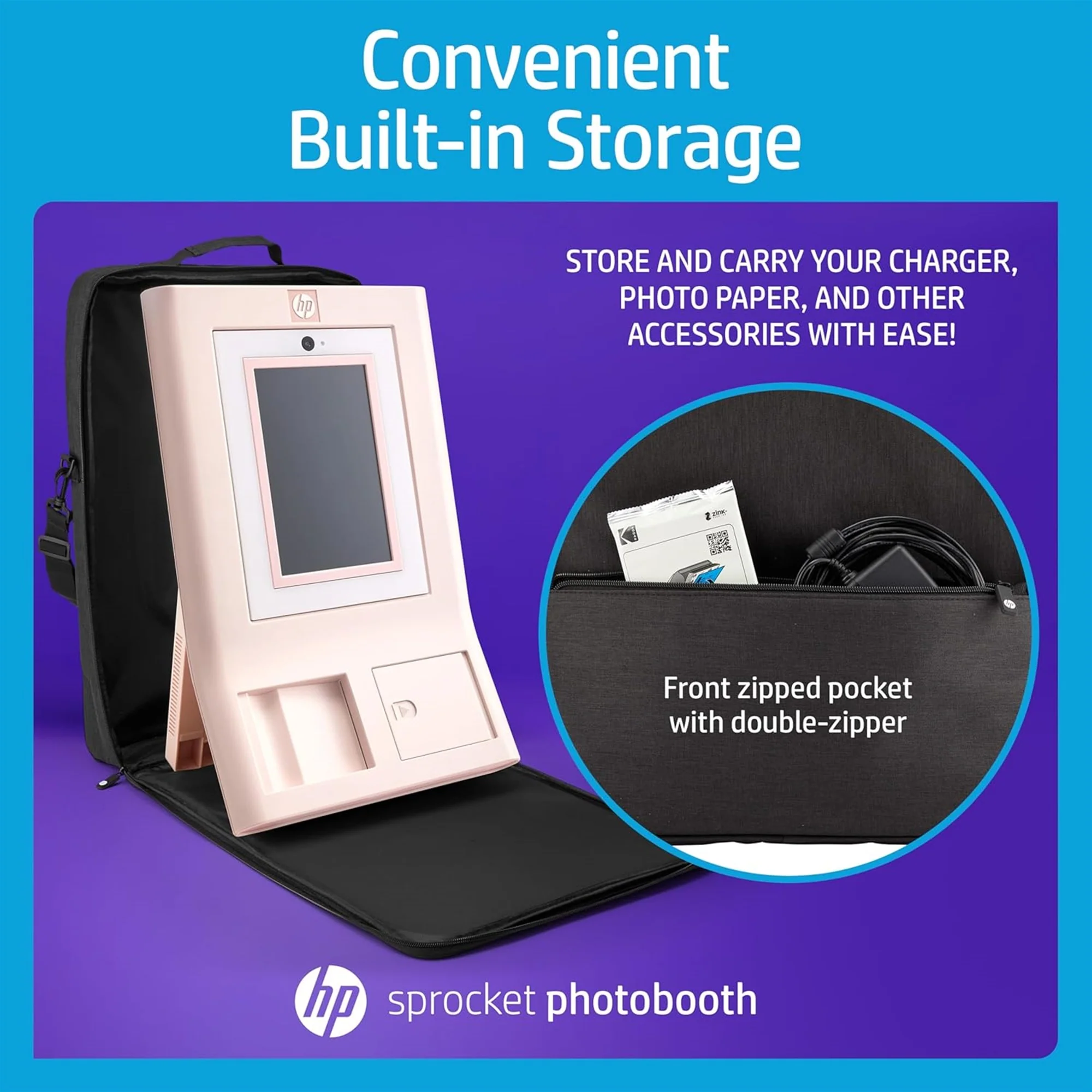 HP Premium Carrying Padded Storage Case w/Removable Shoulder Strap for Sprocket Photobooth (Black) - Image 3