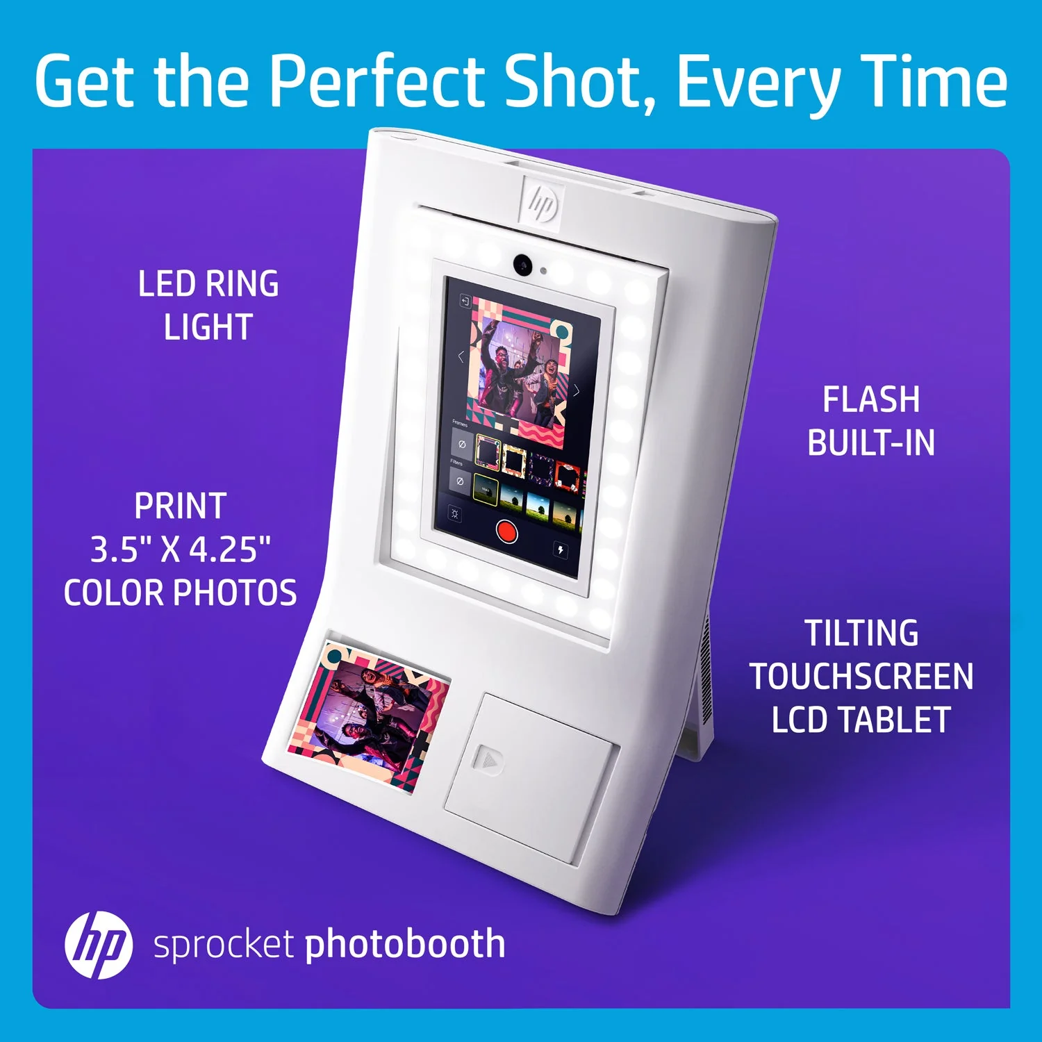 HP Sprocket Photobooth Instant 3x4” Color Photo Printer (White) - Image 6