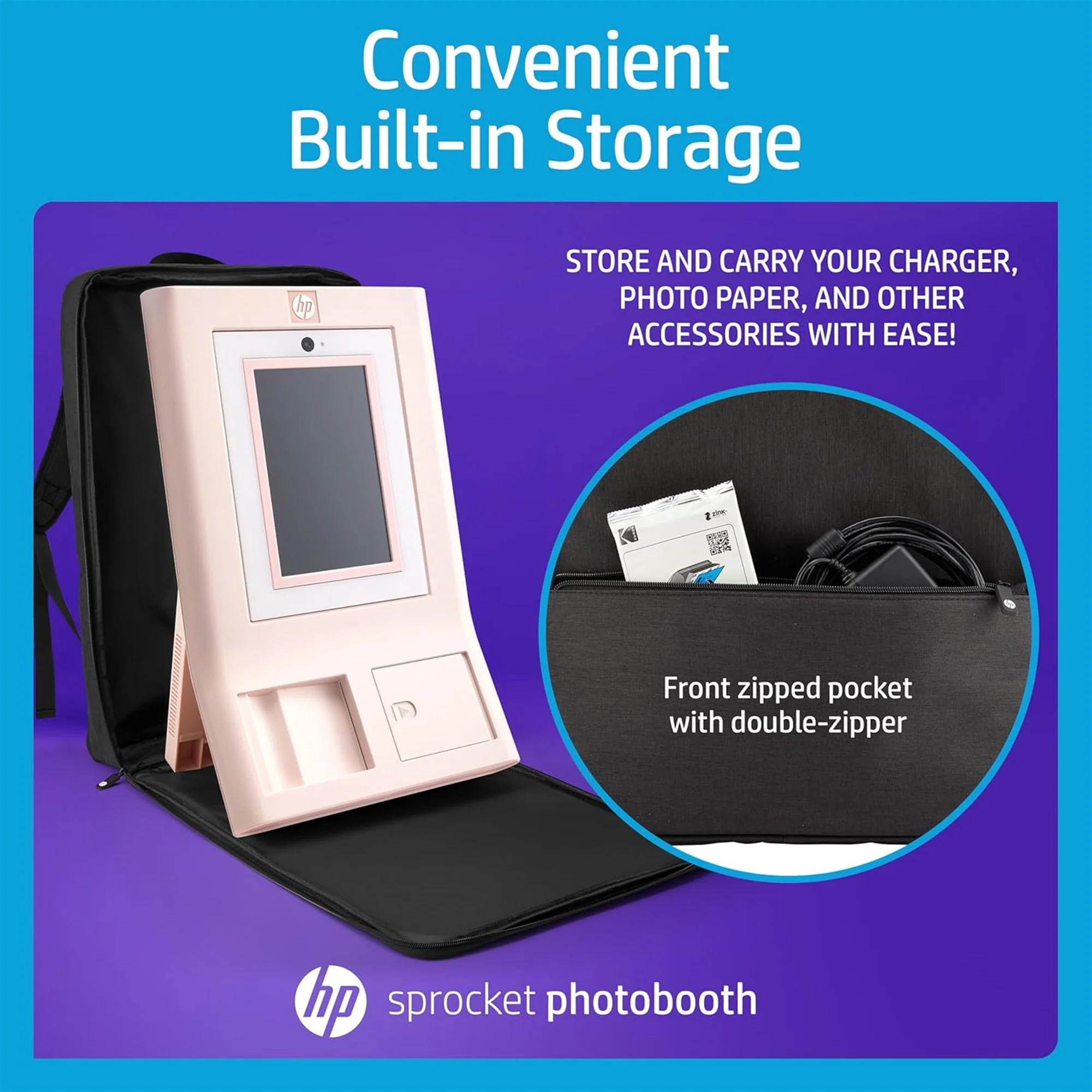 HP Sprocket Photobooth Travel Backpack (Black), Exclusively for the HP Sprocket Photobooth Printer - Image 3