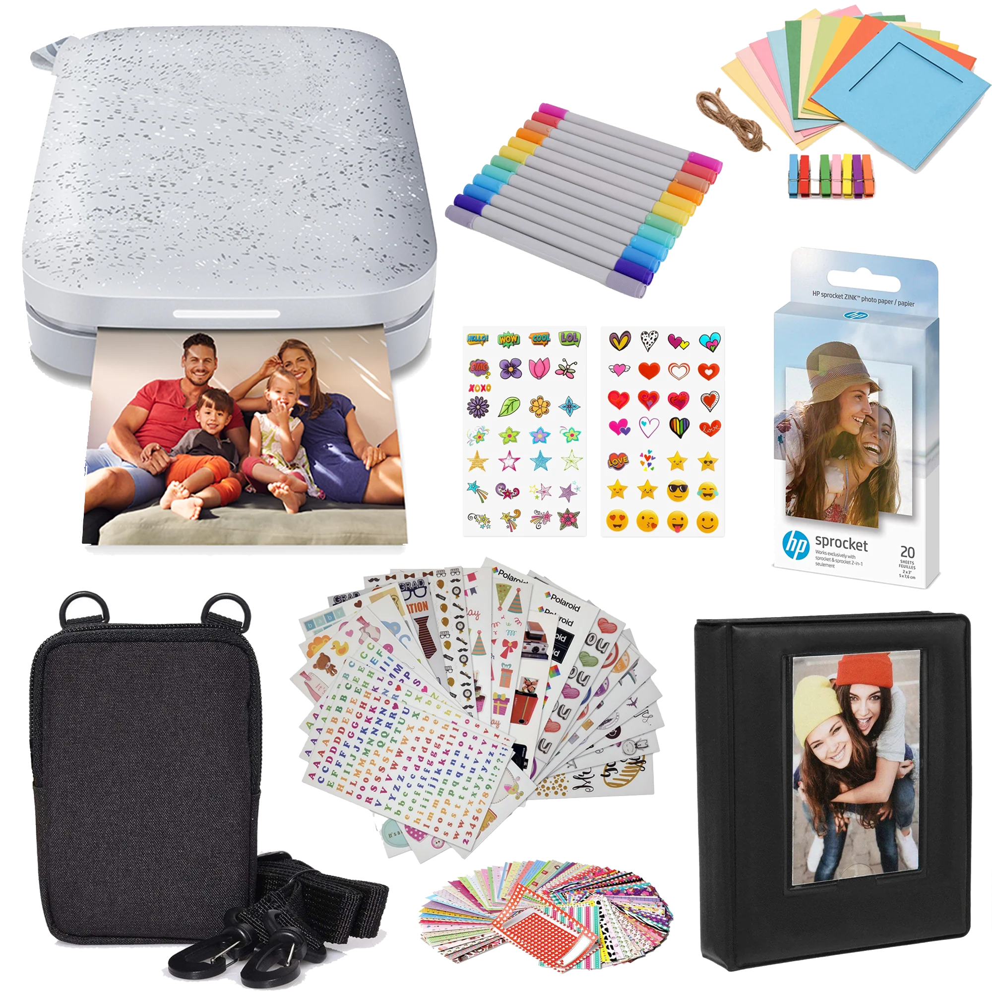 HP Sprocket Portable 2x3" Instant Photo Printer (Luna Pearl) Gift Bundle